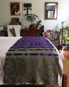 Custom Bed Runner in Royal Purple and Lime