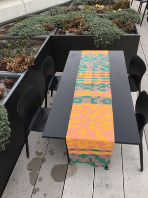 MADE TO ORDER: Geometric Table Runner: Pink/Yellow/Green