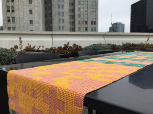 MADE TO ORDER: Geometric Table Runner: Pink/Yellow/Green