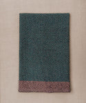 Pink and green handwoven towel for the bath or kitchen, made with American cotton.