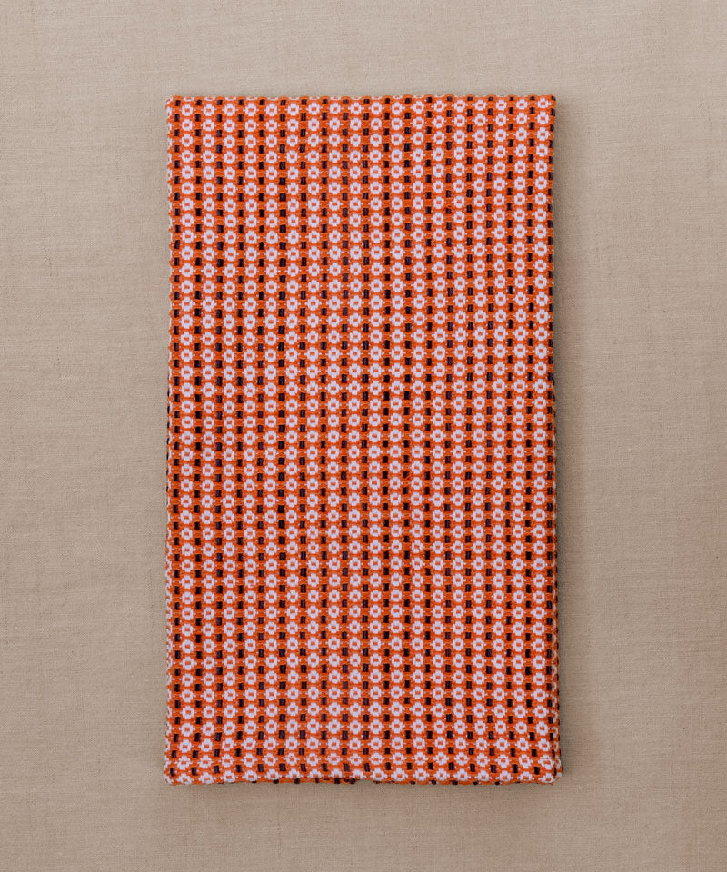 orange blue and white handwoven towel 