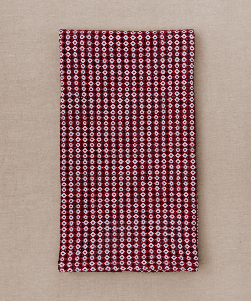 red blue and white handwoven towel 