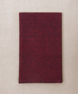 Red and navy handwoven towel for the bath or kitchen, made with American cotton.