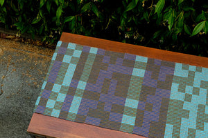 MADE TO ORDER: Geo Maze Table Runner: Denim/Blue