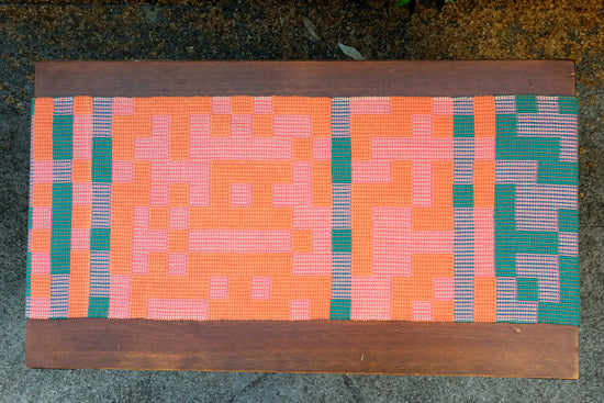 MADE TO ORDER: Geo Maze Table Runner: Orange/Pink/Green
